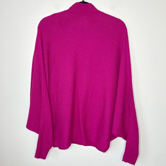 Free People Silk & Cashmere SZ Small Fuchsia Keyhole Turtleneck Batwing Sweater - Picture 6 of 8
